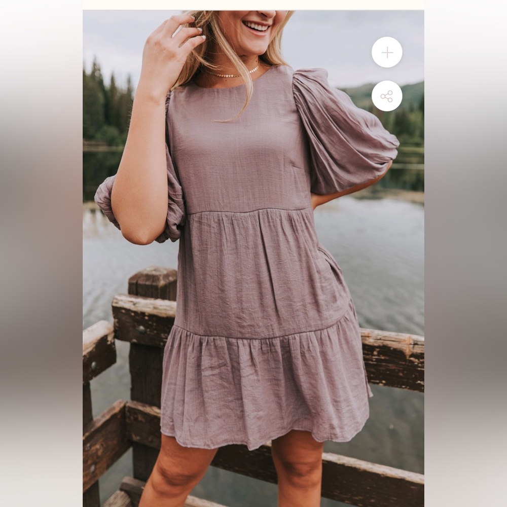 Last chance! 💜NWT LILAC/DUSTY PURPLE PUFF SLEEVE BABYDOLL TIERED DRESS💜